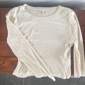 Madewell Cream Ribbed Long-Sleeve Scoop Neck Top